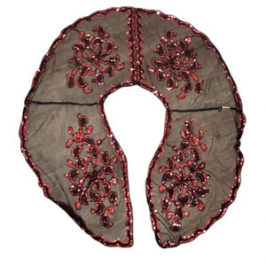 Metme Black Red Sequin Tulle Shawl